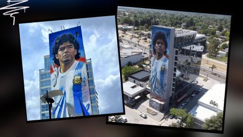 Impresionante mural de Maradona en Ezeiza